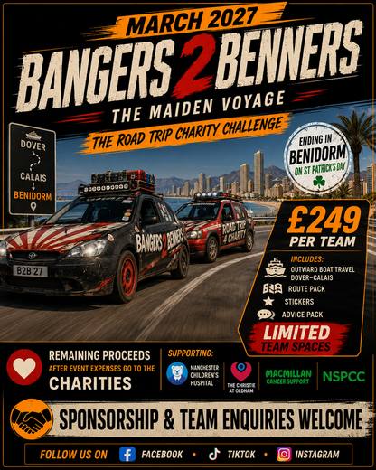Bangers 2 Benners Charity Road Trip